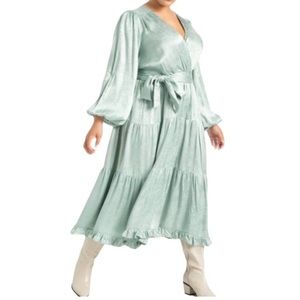 Eloquii Tiered Satin Surplus Dress